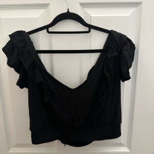 Express Black Ruffle Blouse